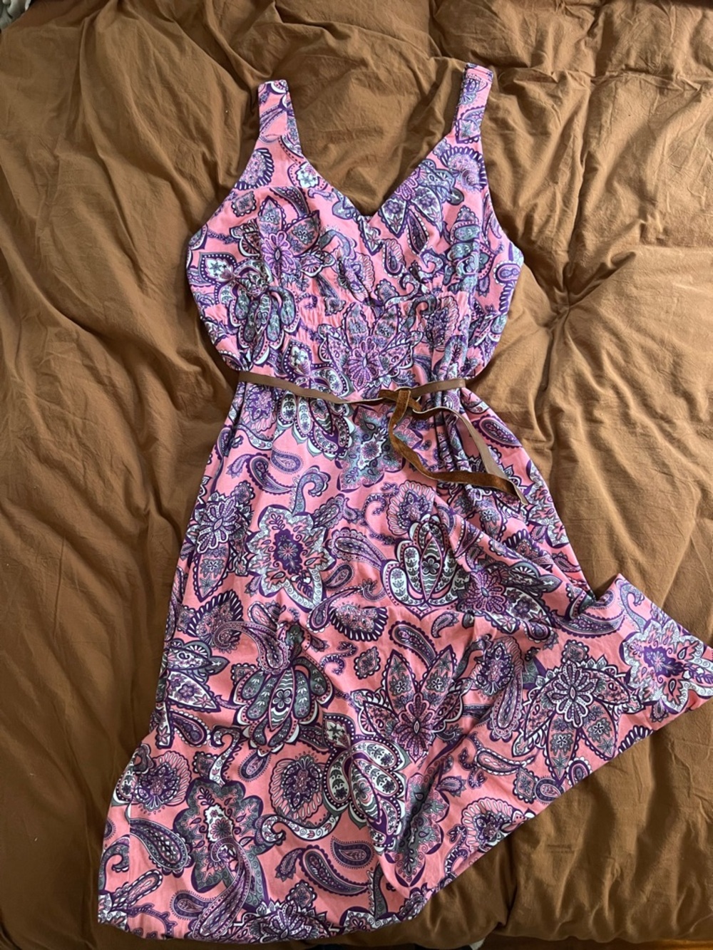 Woman Within Pink Paisley V-Neck Maxi Dress